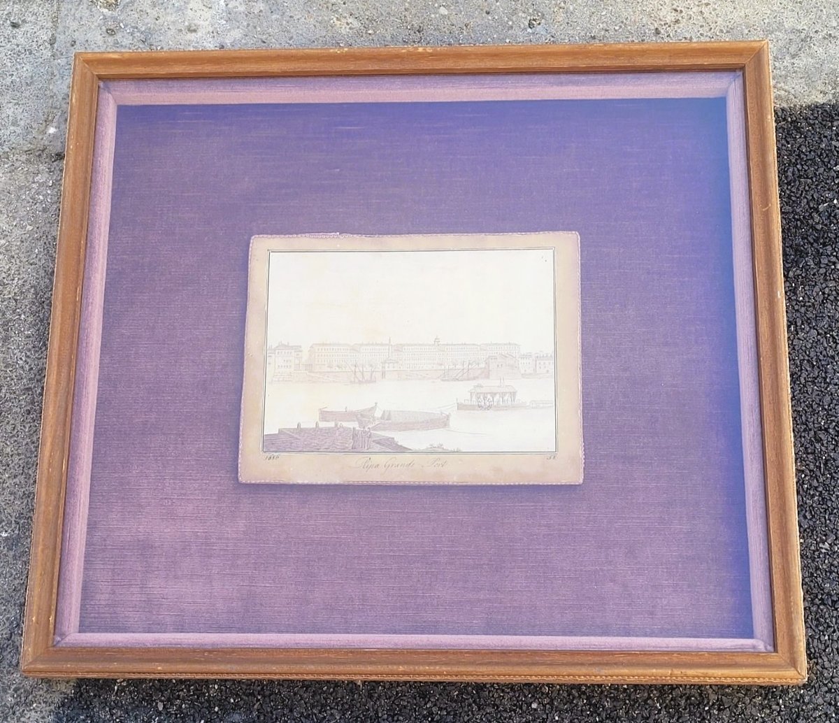 Suite Of 3 Views Of Rome, Framed Drawings, Illegible Signature, Early 19th Century-photo-4