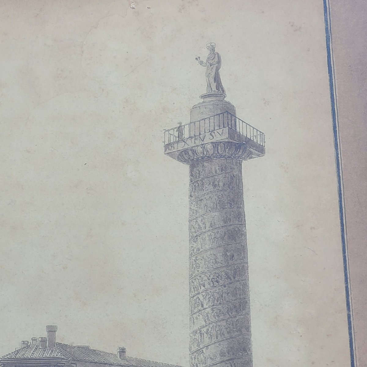 Suite Of 3 Views Of Rome, Framed Drawings, Illegible Signature, Early 19th Century-photo-6