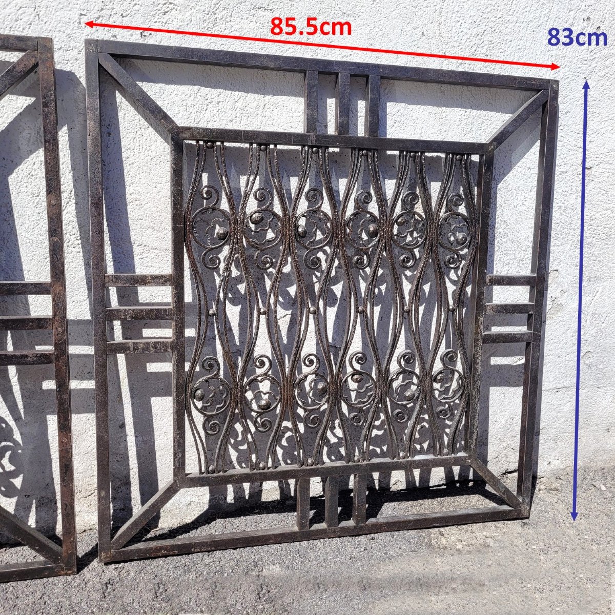 Suite Of 4 Wrought Iron Grills, Attributed To Edouard Schenck, Art Deco, 20th Century-photo-2
