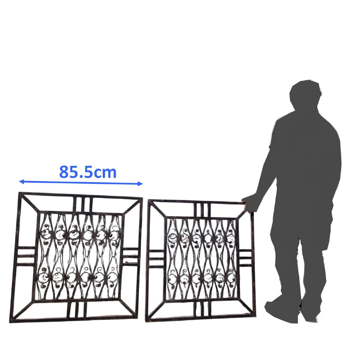 Suite Of 4 Wrought Iron Grills, Attributed To Edouard Schenck, Art Deco, 20th Century-photo-3