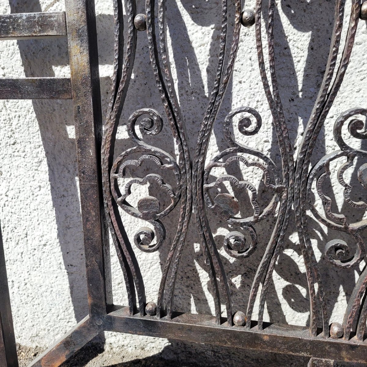 Suite Of 4 Wrought Iron Grills, Attributed To Edouard Schenck, Art Deco, 20th Century-photo-1
