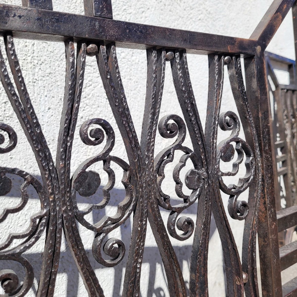 Suite Of 4 Wrought Iron Grills, Attributed To Edouard Schenck, Art Deco, 20th Century-photo-4