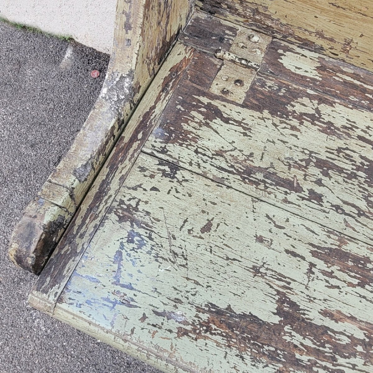 Banc-coffre à haut dossier laqué vert, Italie début XIXème siècle-photo-4