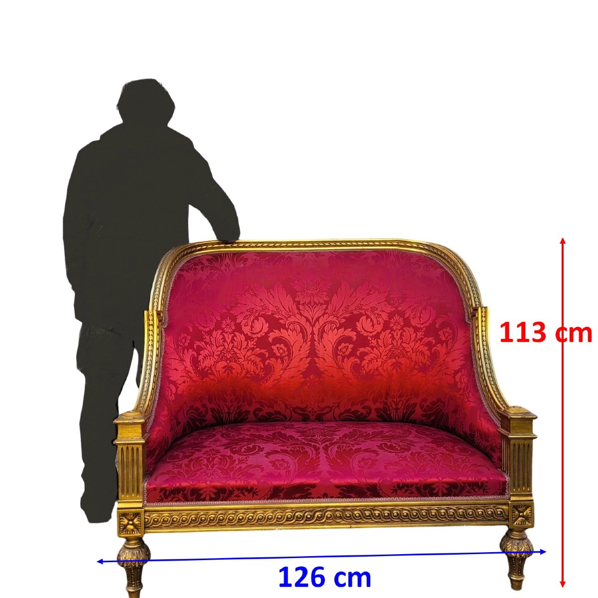 Louis XVI Style Bench In Gilded Wood, 20th Century-photo-2