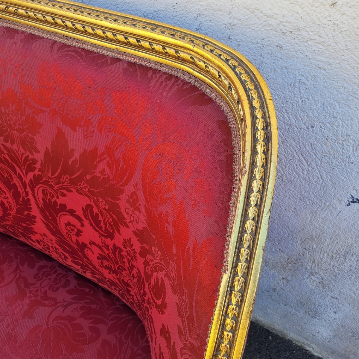 Louis XVI Style Bench In Gilded Wood, 20th Century-photo-4