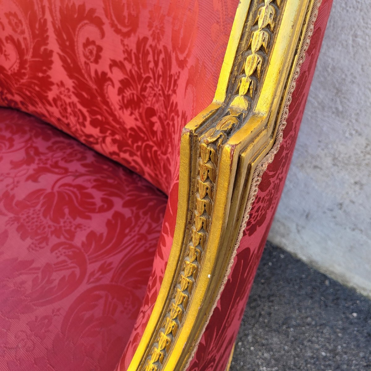 Louis XVI Style Bench In Gilded Wood, 20th Century-photo-1