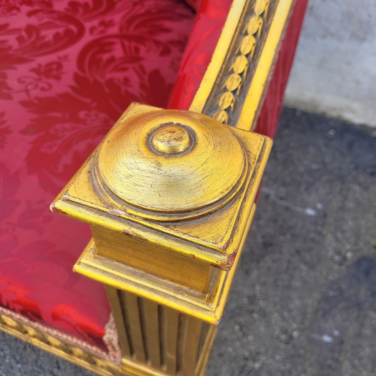 Louis XVI Style Bench In Gilded Wood, 20th Century-photo-2