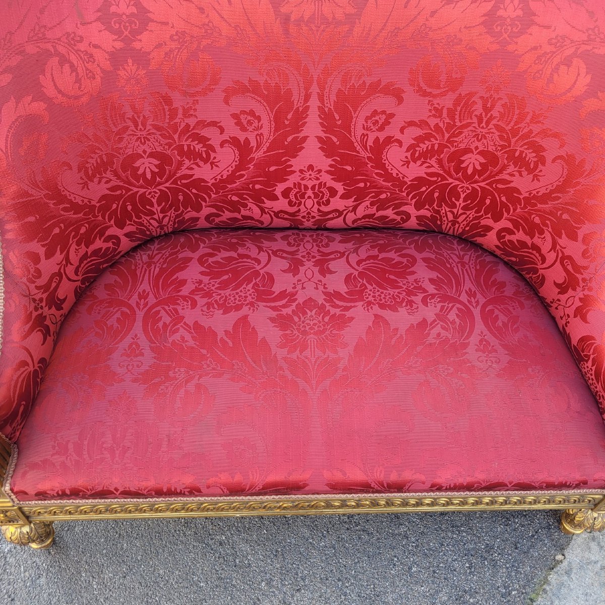 Louis XVI Style Bench In Gilded Wood, 20th Century-photo-3
