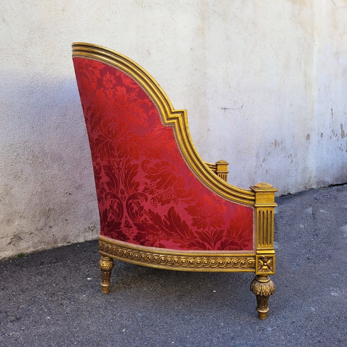 Louis XVI Style Bench In Gilded Wood, 20th Century-photo-4