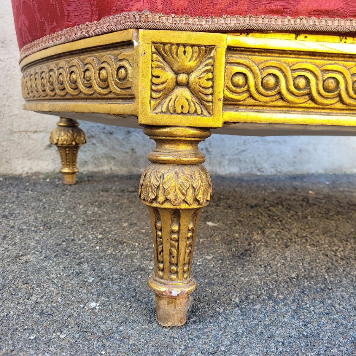 Louis XVI Style Bench In Gilded Wood, 20th Century-photo-6