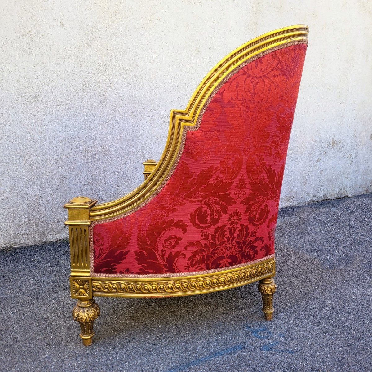 Louis XVI Style Bench In Gilded Wood, 20th Century-photo-8