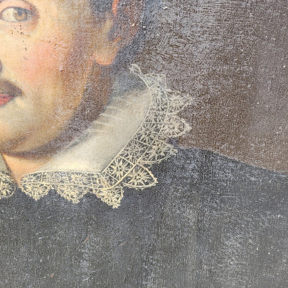 Portrait Of A Gentleman In A Black Suit, 17th Century Period-photo-4