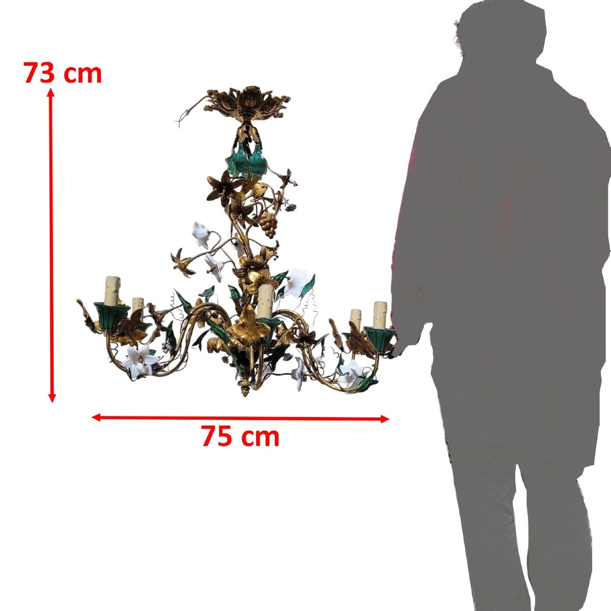 Lustre dit au Liseron, H73cm, début XXème siècle-photo-2