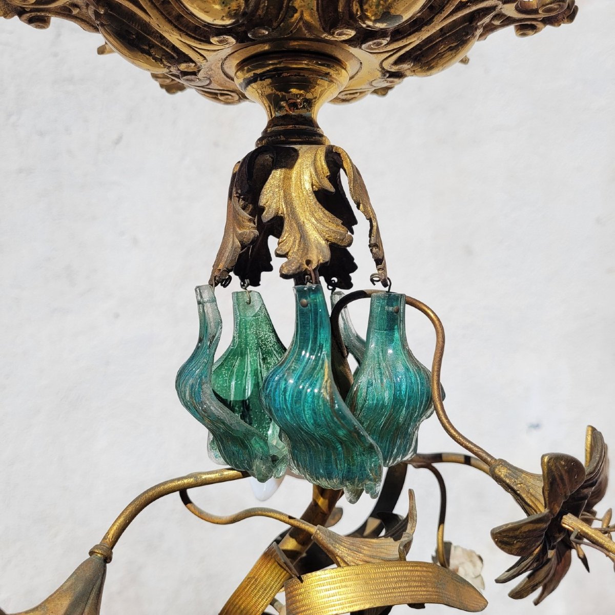 Lustre dit au Liseron, H73cm, début XXème siècle-photo-1