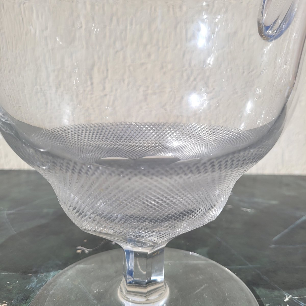 Elégant ensemble de 11 grands verres + 2 carafes, Italie XXème siècle-photo-7