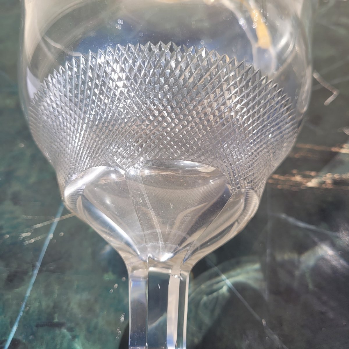 Elégant ensemble de 11 grands verres + 2 carafes, Italie XXème siècle-photo-8