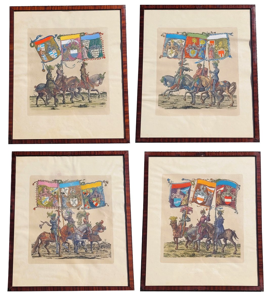 Triomphe de Maximilien, Suite de 4 gravures colorées, XIX/XXème siècle