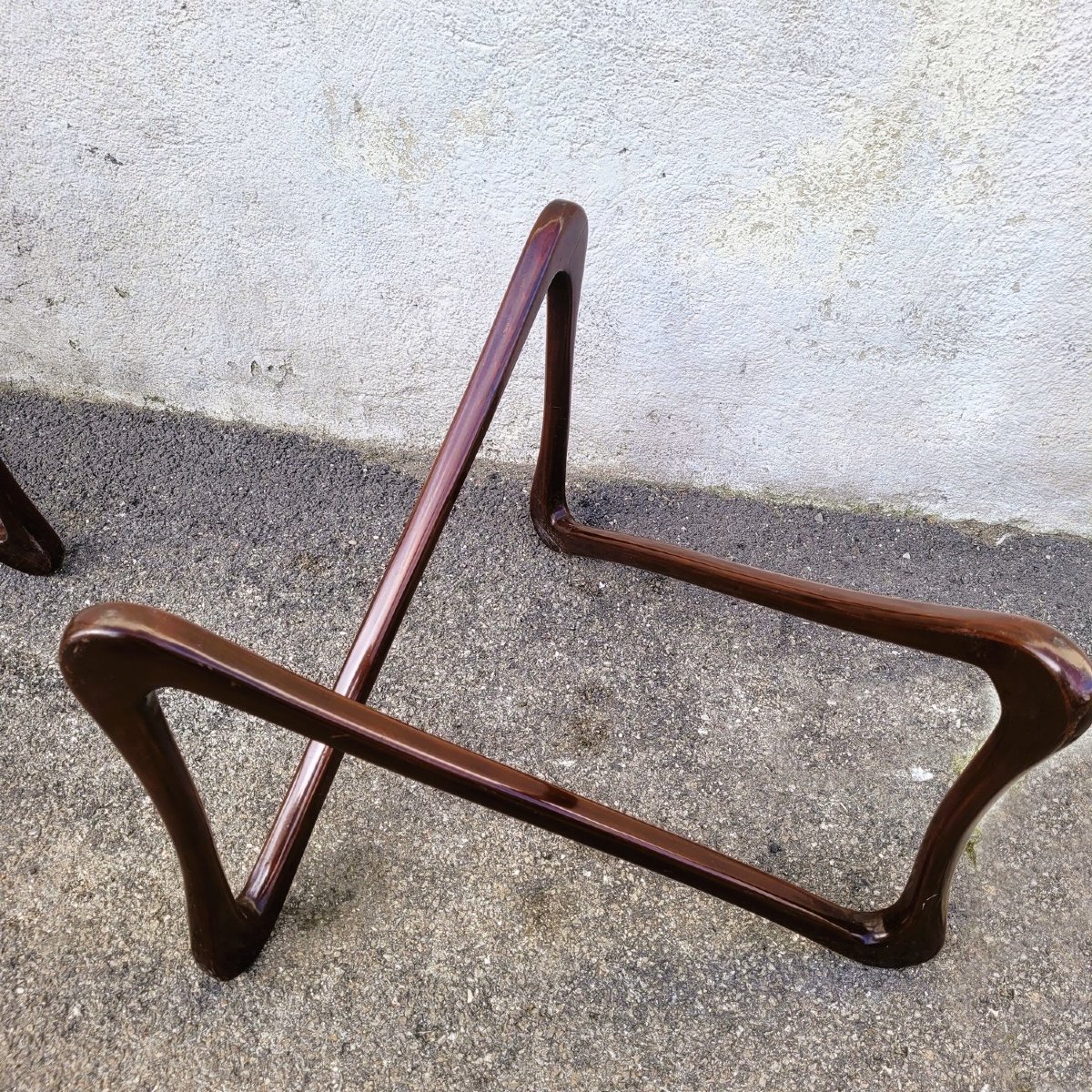Paire de tables basses en bois et verre, design du XXème siècle-photo-7