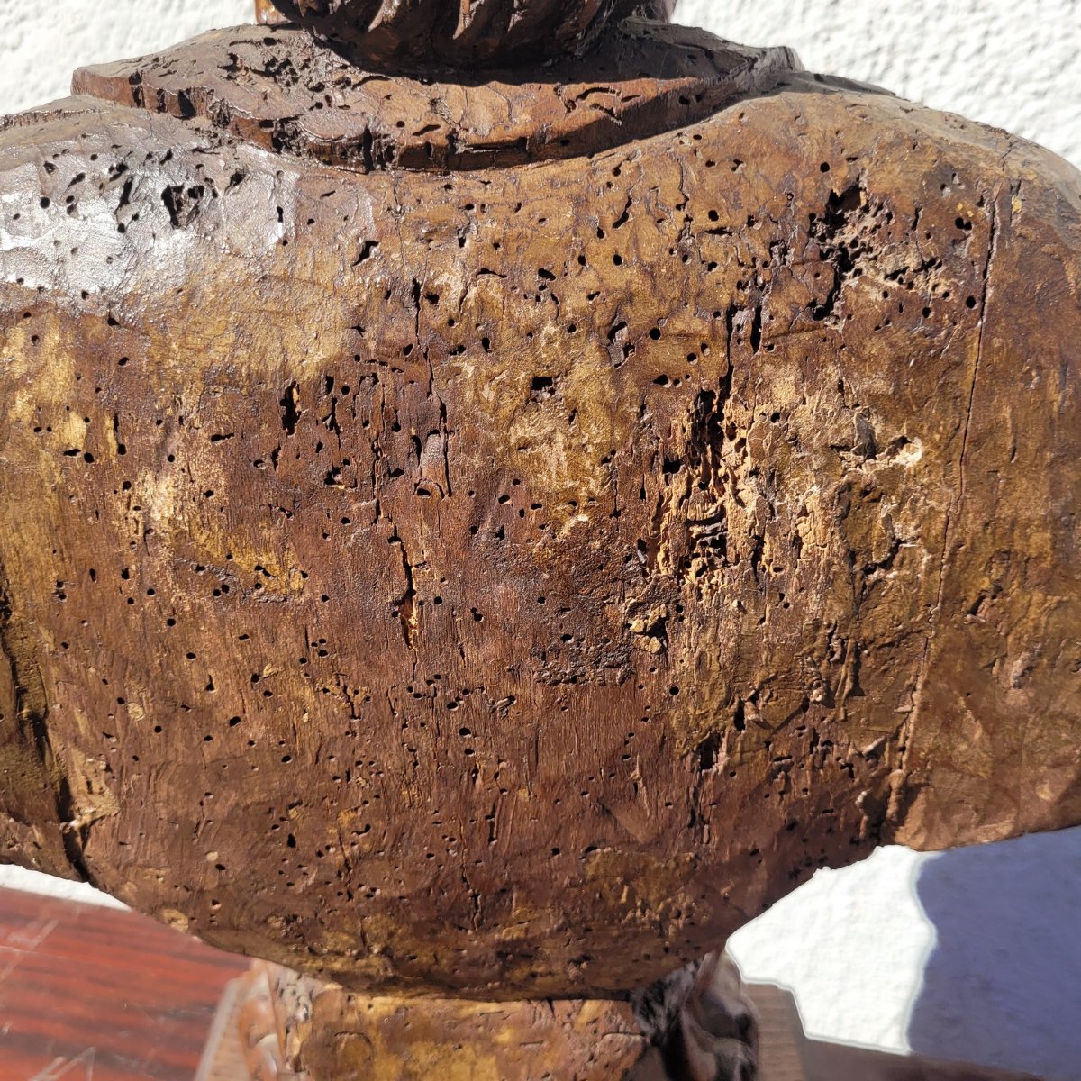 Paire de bustes- reliquaires en noyer sculpté, époque XVIIème siècle-photo-7