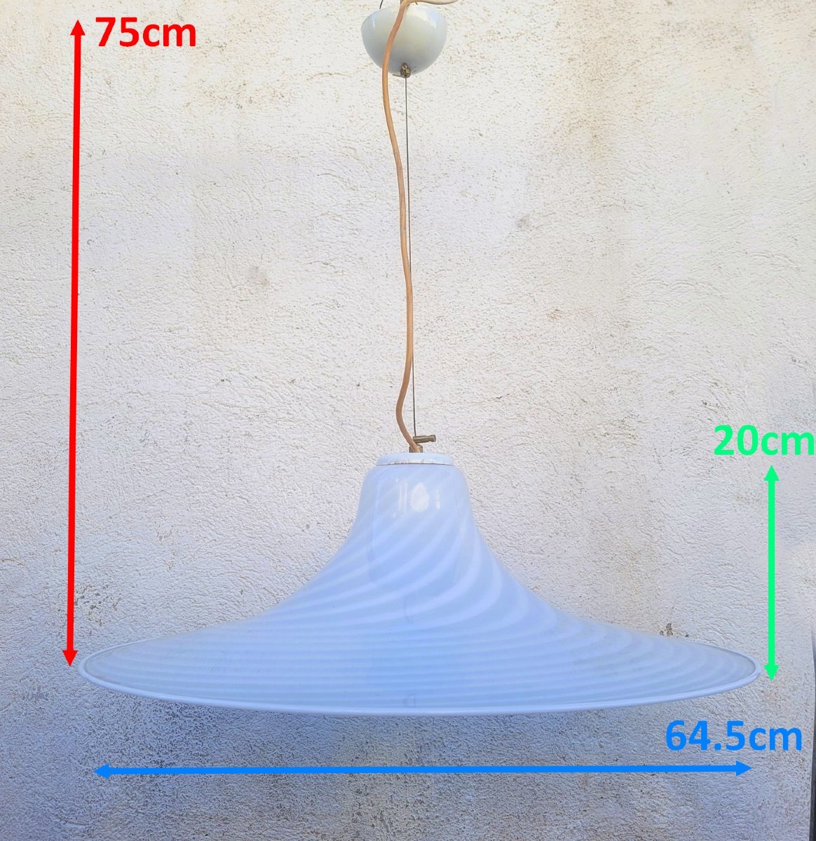 Spiral-shaped Murano Glass Pendant Light, 1970s Design-photo-2