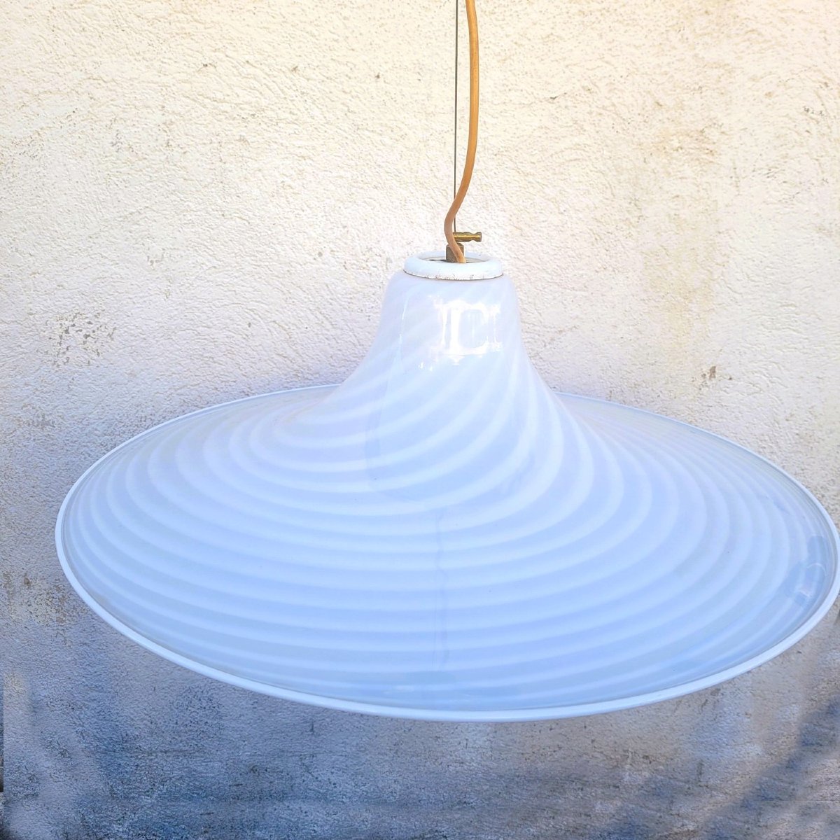 Spiral-shaped Murano Glass Pendant Light, 1970s Design-photo-3
