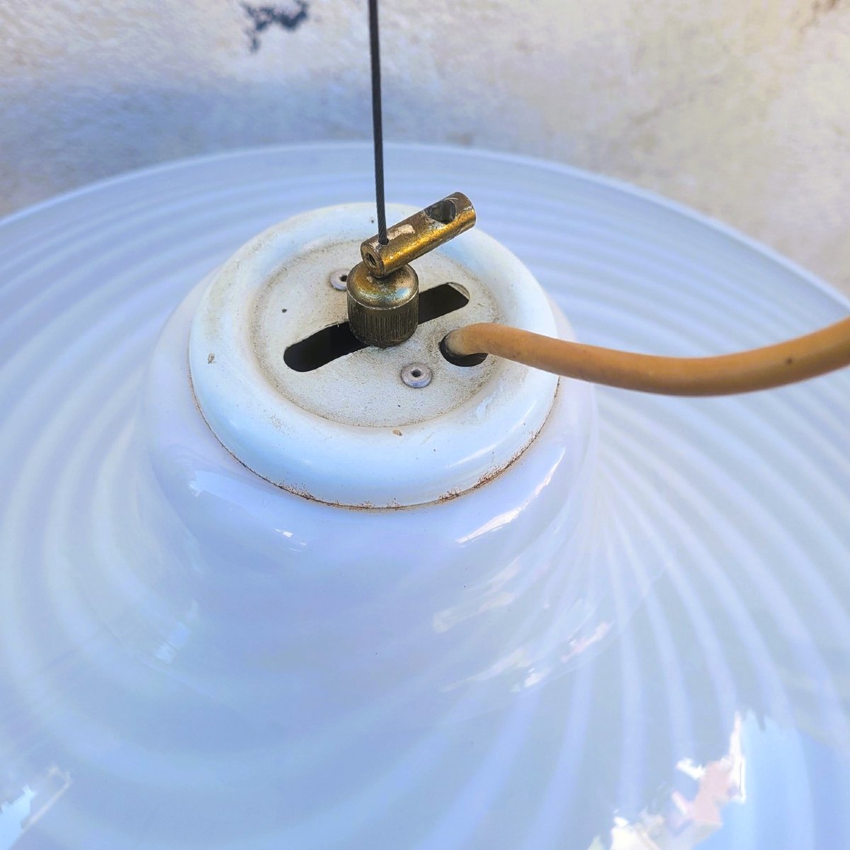 Spiral-shaped Murano Glass Pendant Light, 1970s Design-photo-4