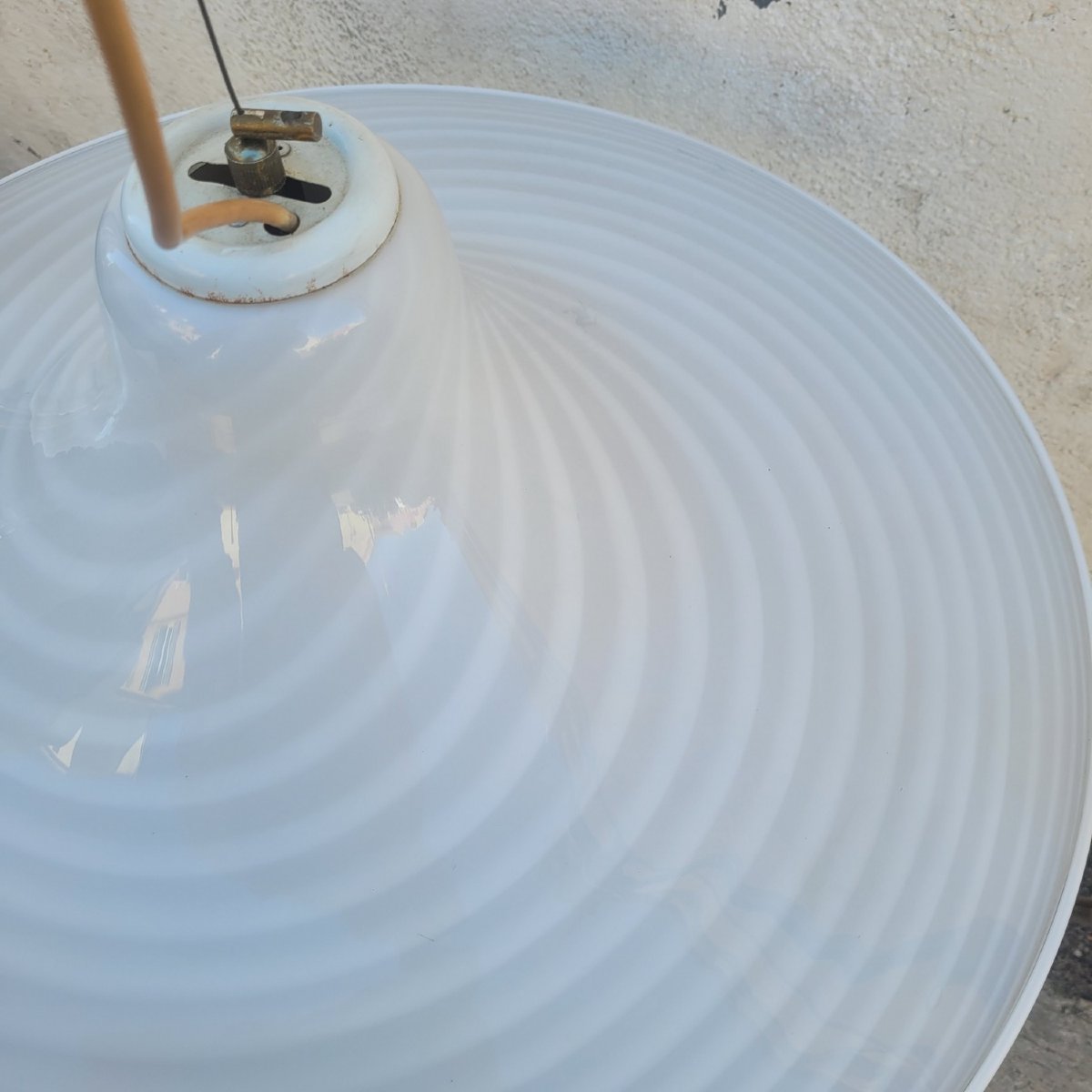 Spiral-shaped Murano Glass Pendant Light, 1970s Design-photo-7