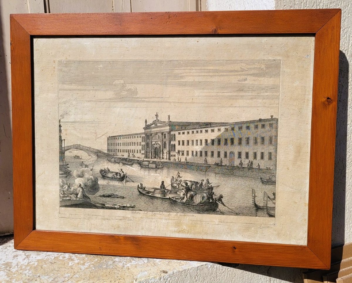 Vues de Venise, suite de 6 gravures encadrées, époque XVIII/XIXème siècle-photo-2