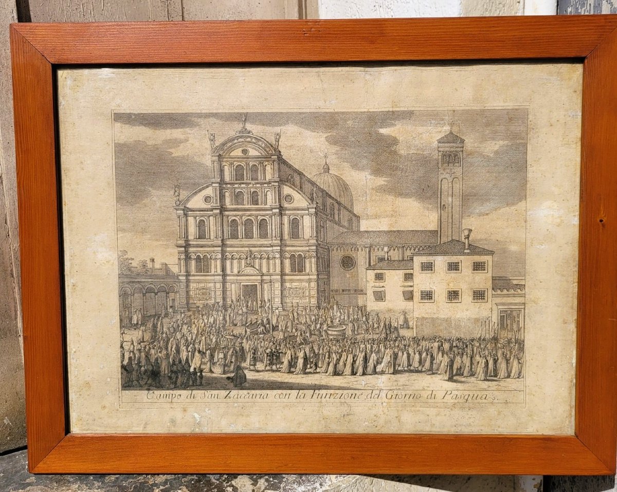 Vues de Venise, suite de 6 gravures encadrées, époque XVIII/XIXème siècle-photo-4