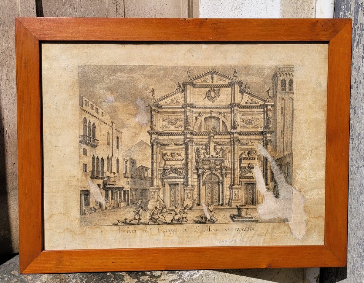 Vues de Venise, suite de 6 gravures encadrées, époque XVIII/XIXème siècle-photo-2