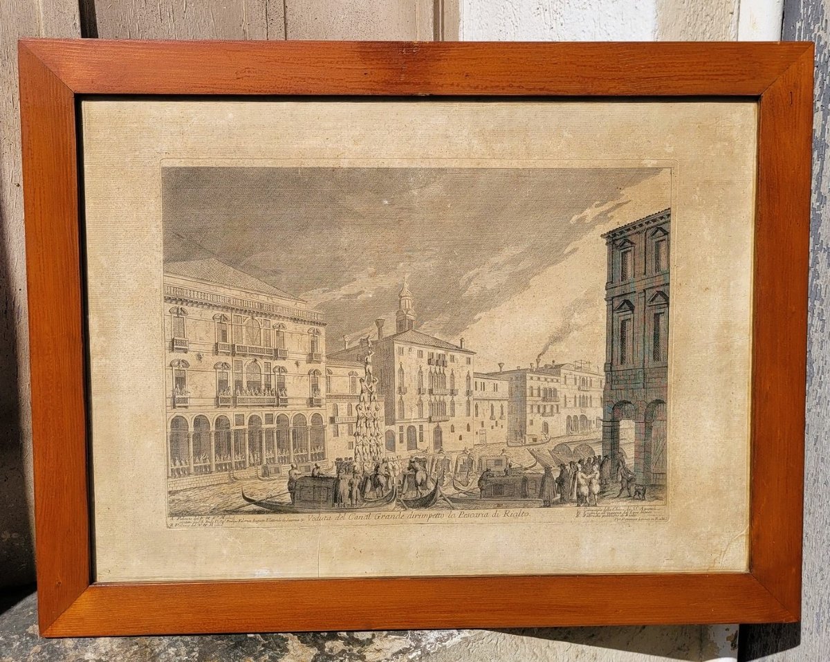 Vues de Venise, suite de 6 gravures encadrées, époque XVIII/XIXème siècle-photo-3