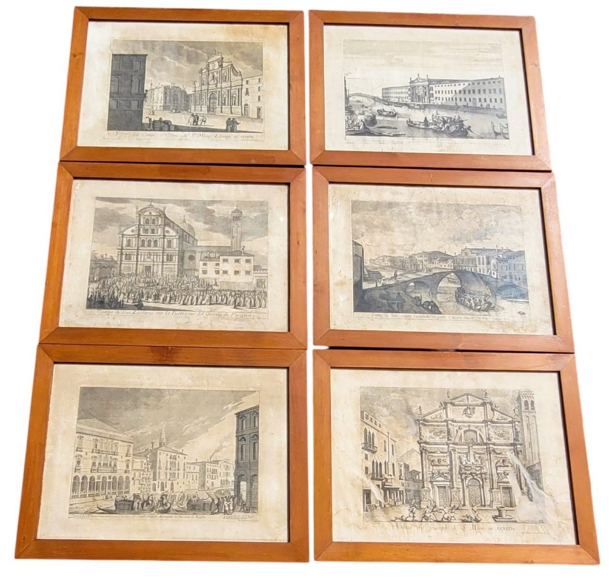 Vues de Venise, suite de 6 gravures encadrées, époque XVIII/XIXème siècle