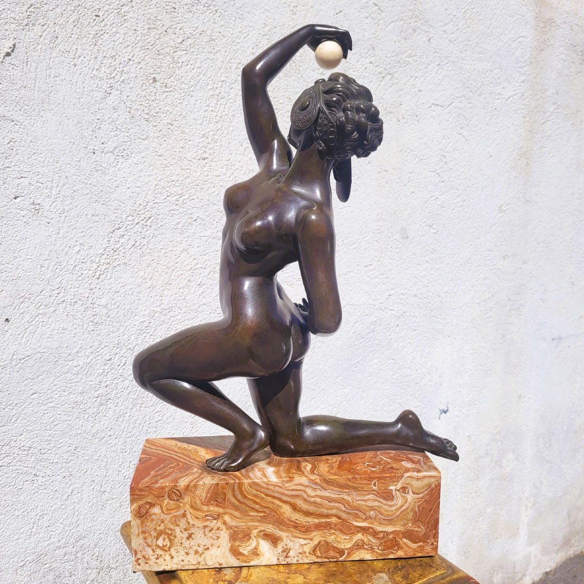 A Gory, Danseuse à la balle en bronze, Art Déco, XXème siècle-photo-5