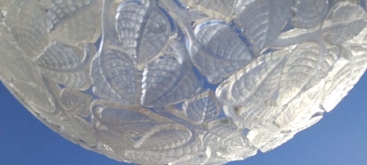 R Lalique, suspension/ plafonnier "Charmes" en verre, Art nouveau-photo-4