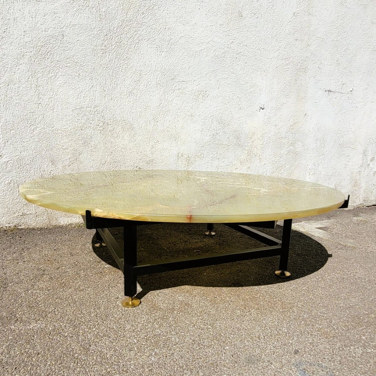 Iron And Onyx Coffee Table, Italy, 1970s-photo-5