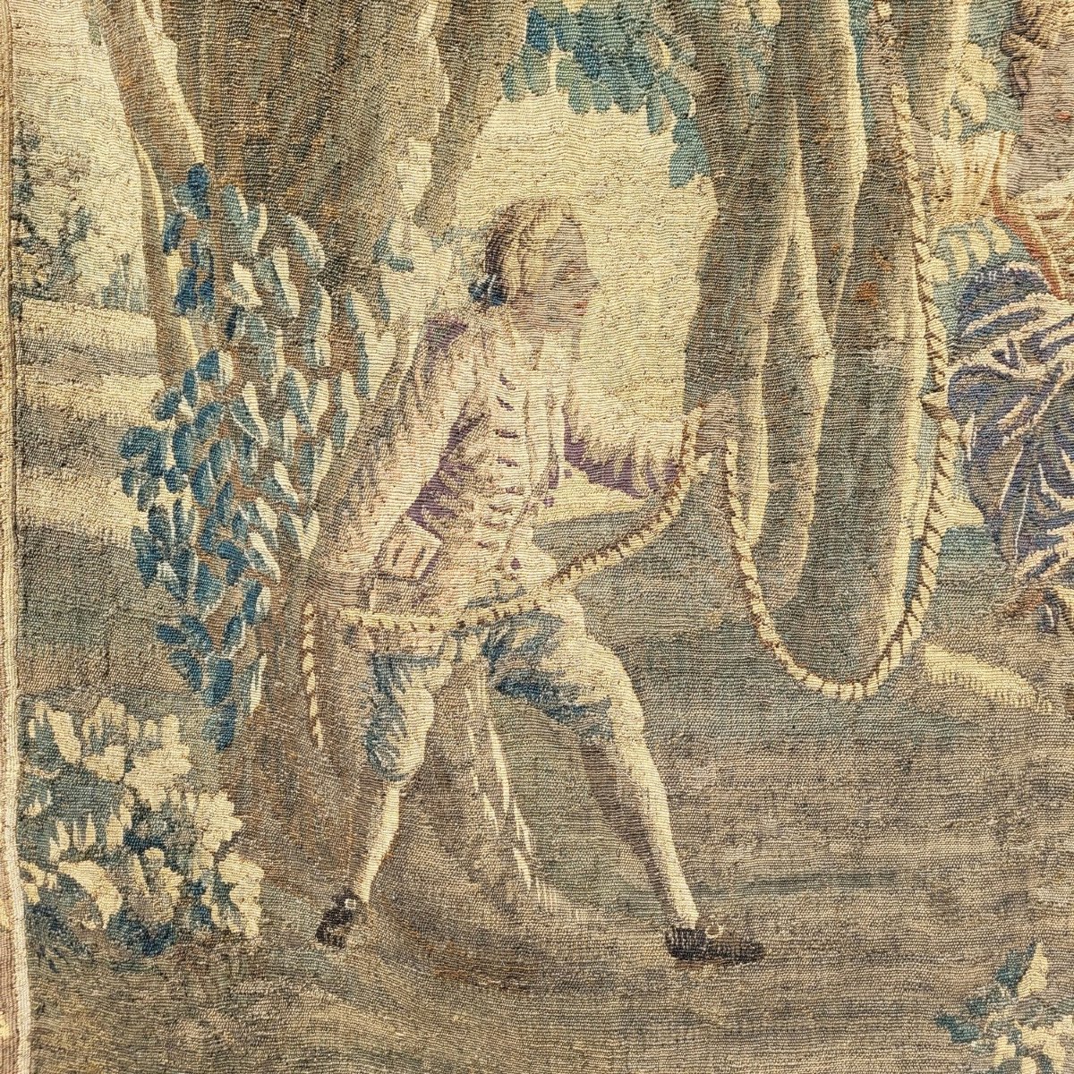 "the Swing," 274x208cm, A Large Wool Tapestry, Likely From Aubusson, 18th Century-photo-3