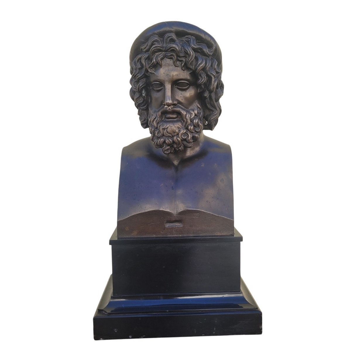 Esculape, Buste en bronze, H39cm, Collas fondeurs, Grand Tour, XIXème siècle