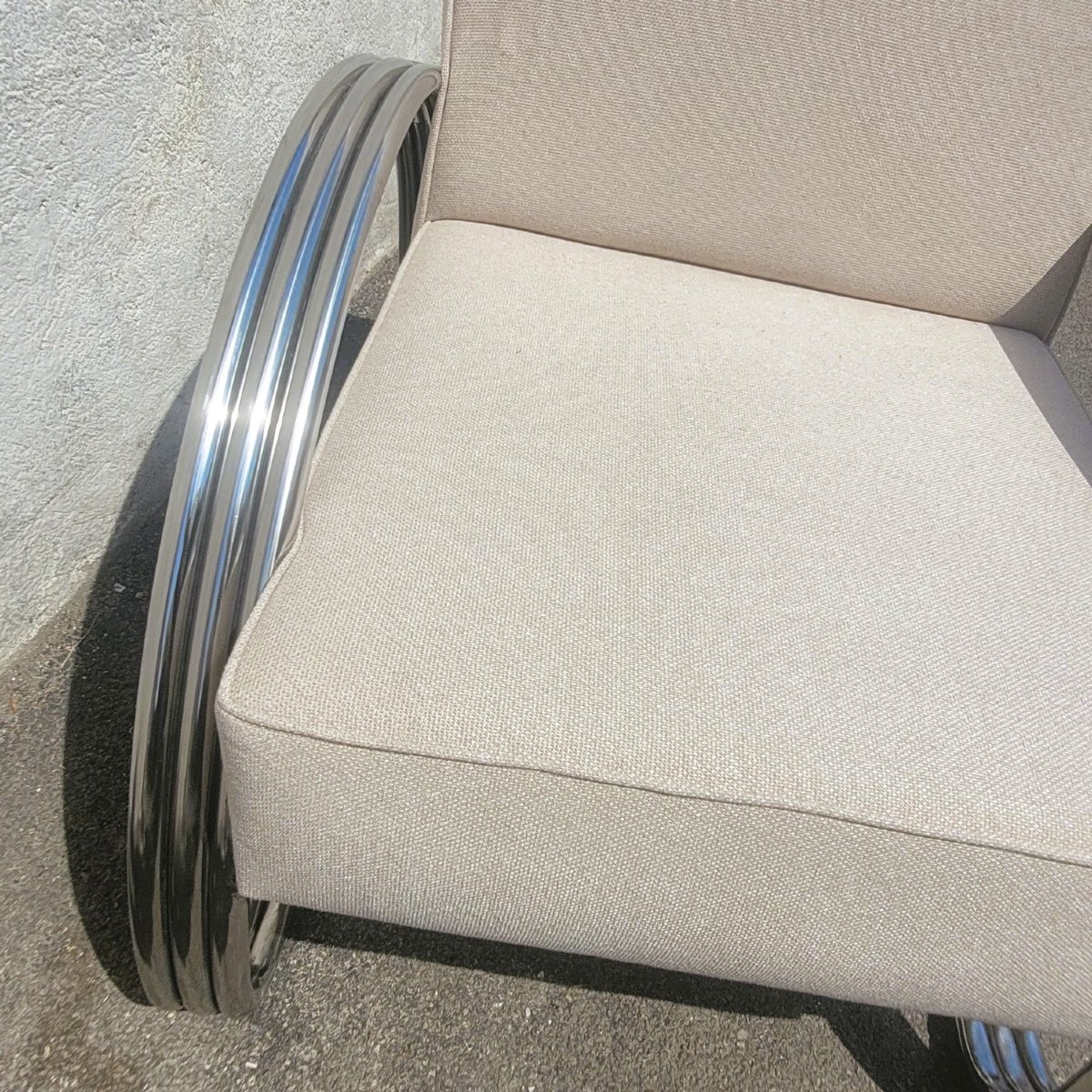After To R. Lauren, Pair Of Large Chrome Armchairs, 20th Century-photo-4