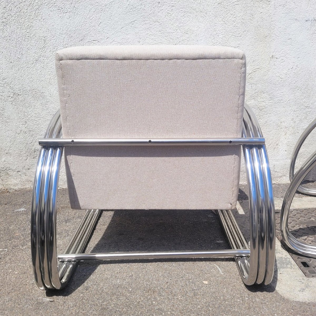 After To R. Lauren, Pair Of Large Chrome Armchairs, 20th Century-photo-3
