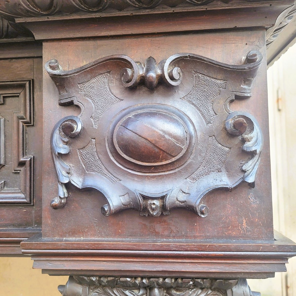 Importante Cheminée H330cm, en noyer, style Renaissance, XIXème siècle-photo-1
