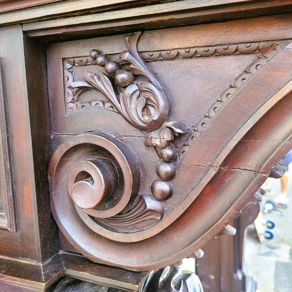 Importante Cheminée H330cm, en noyer, style Renaissance, XIXème siècle-photo-2