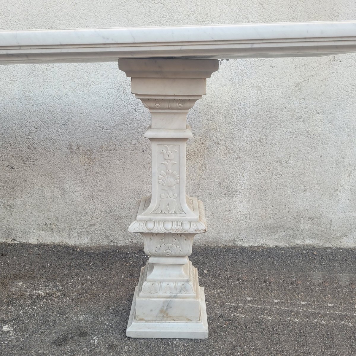 Large Marble Center Console Table, 194 Cm Long, Late 19th–early 20th Century-photo-3