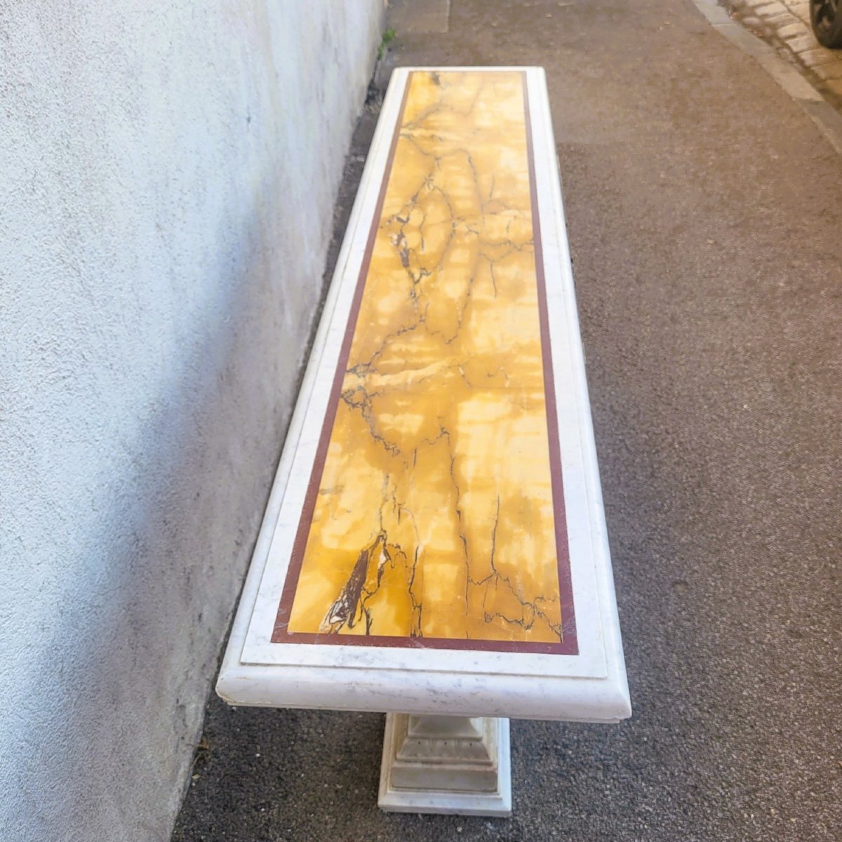Large Marble Center Console Table, 194 Cm Long, Late 19th–early 20th Century-photo-6