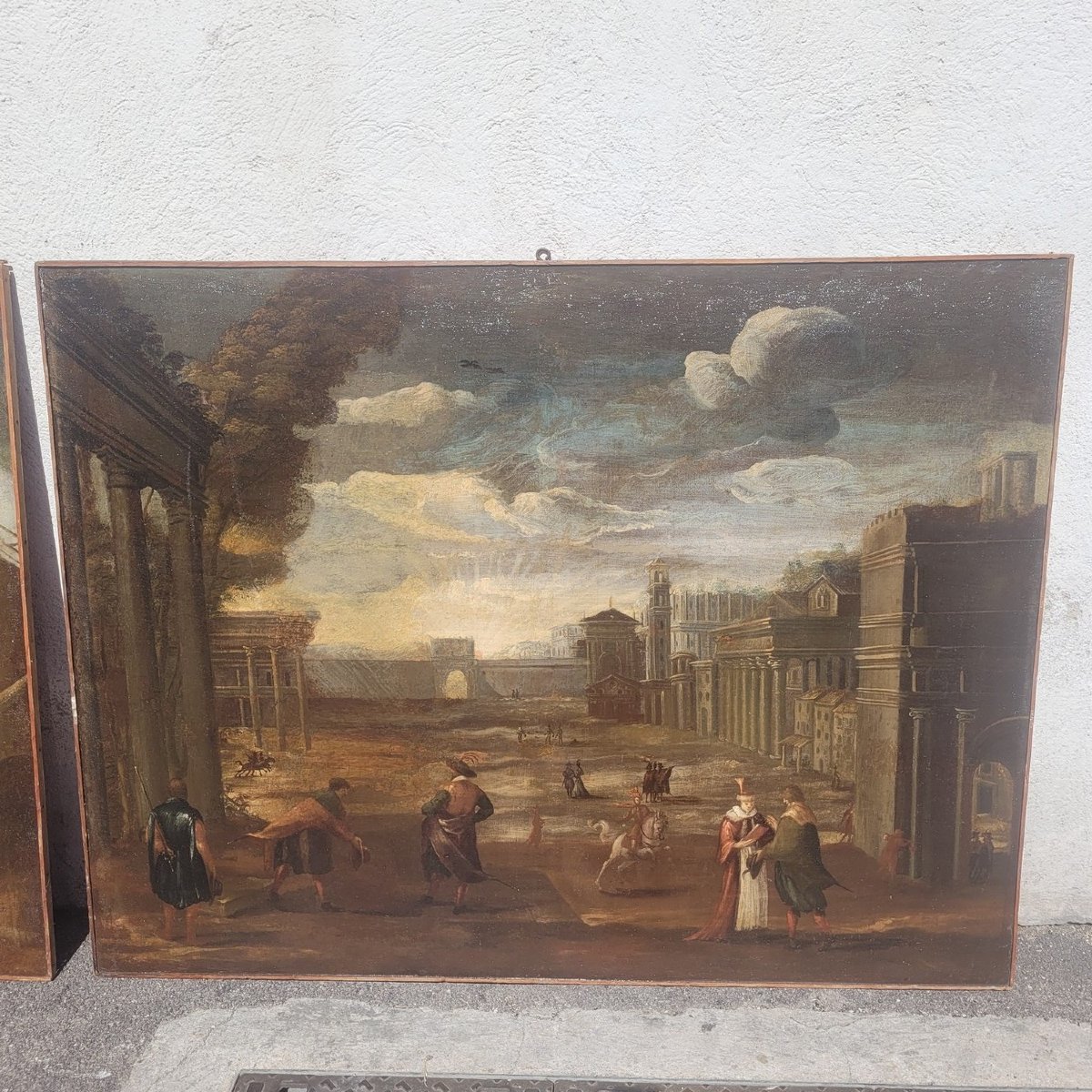 Pair Of Architectural Views, 150x115cm Italy, 17th Century-photo-4