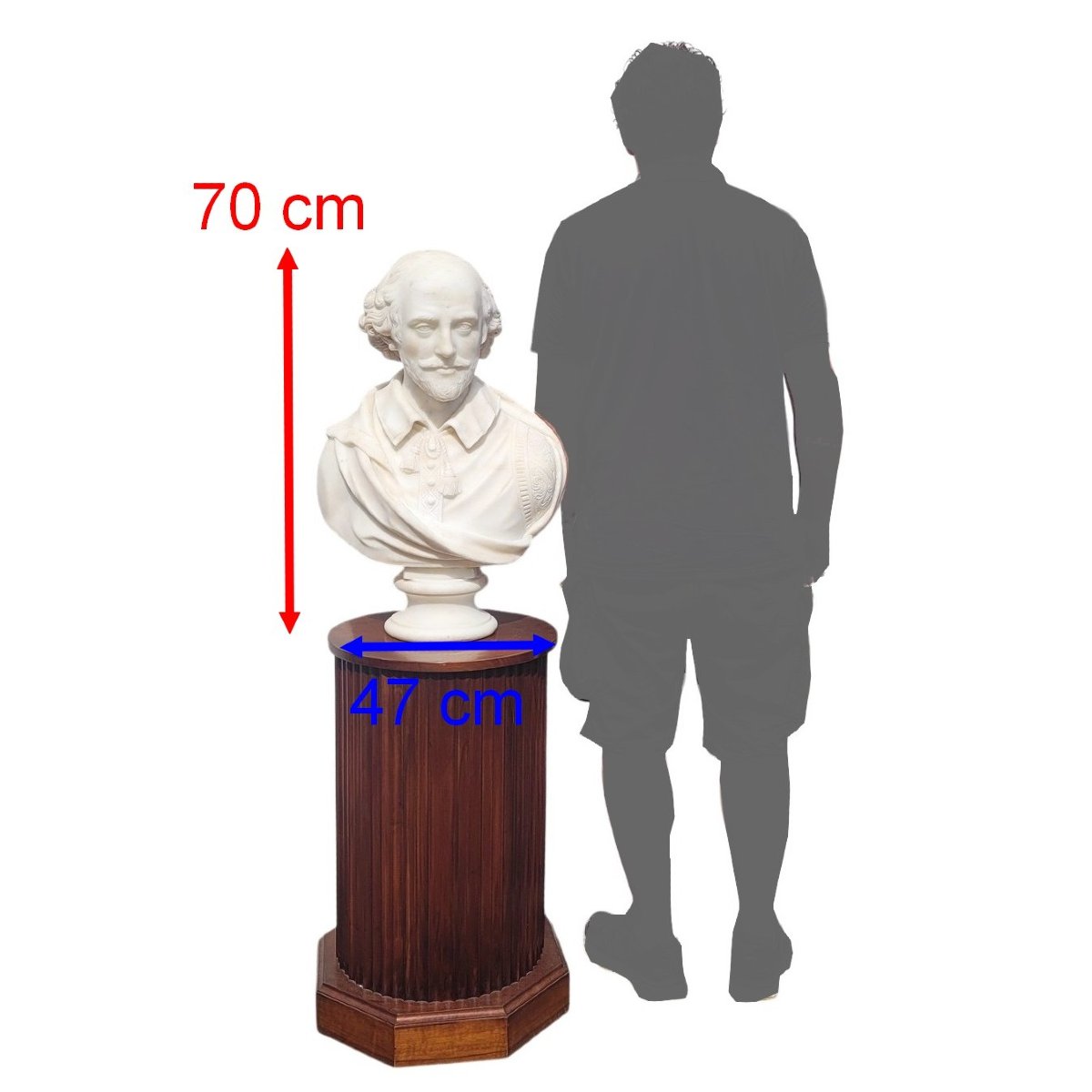Shakespeare, Buste H70m,  marbre blanc, XIXème siècle-photo-2