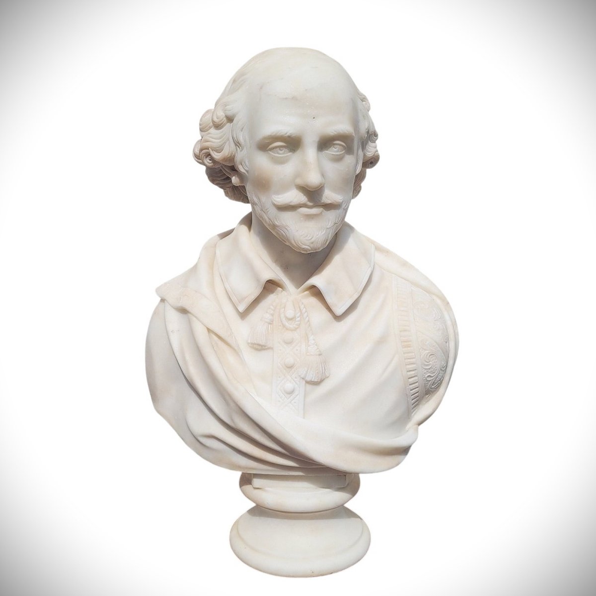 Shakespeare, Buste H70m,  marbre blanc, XIXème siècle