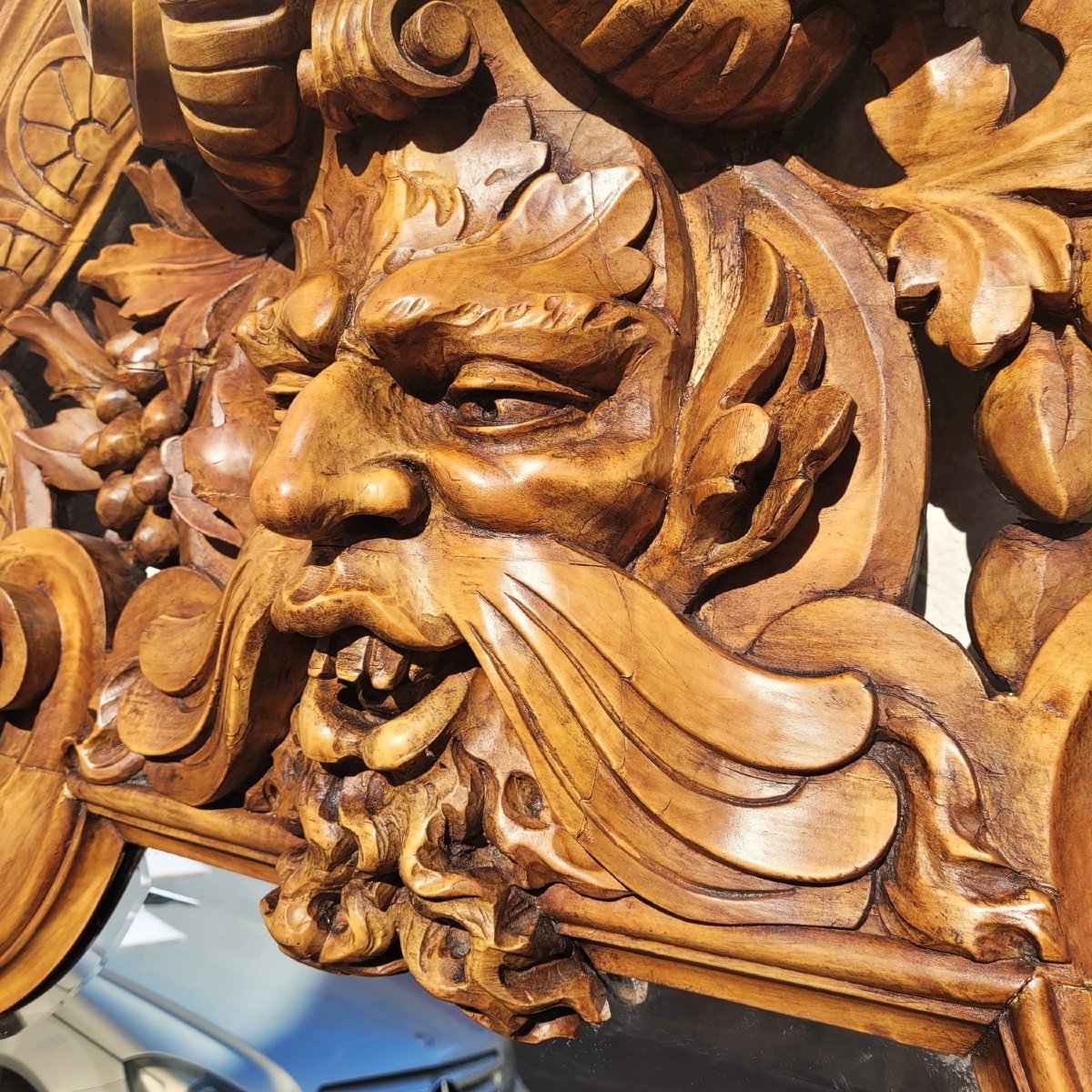 Very Large Mirror, 234 Cm High, Carved Wood, 19th-century Italy-photo-4