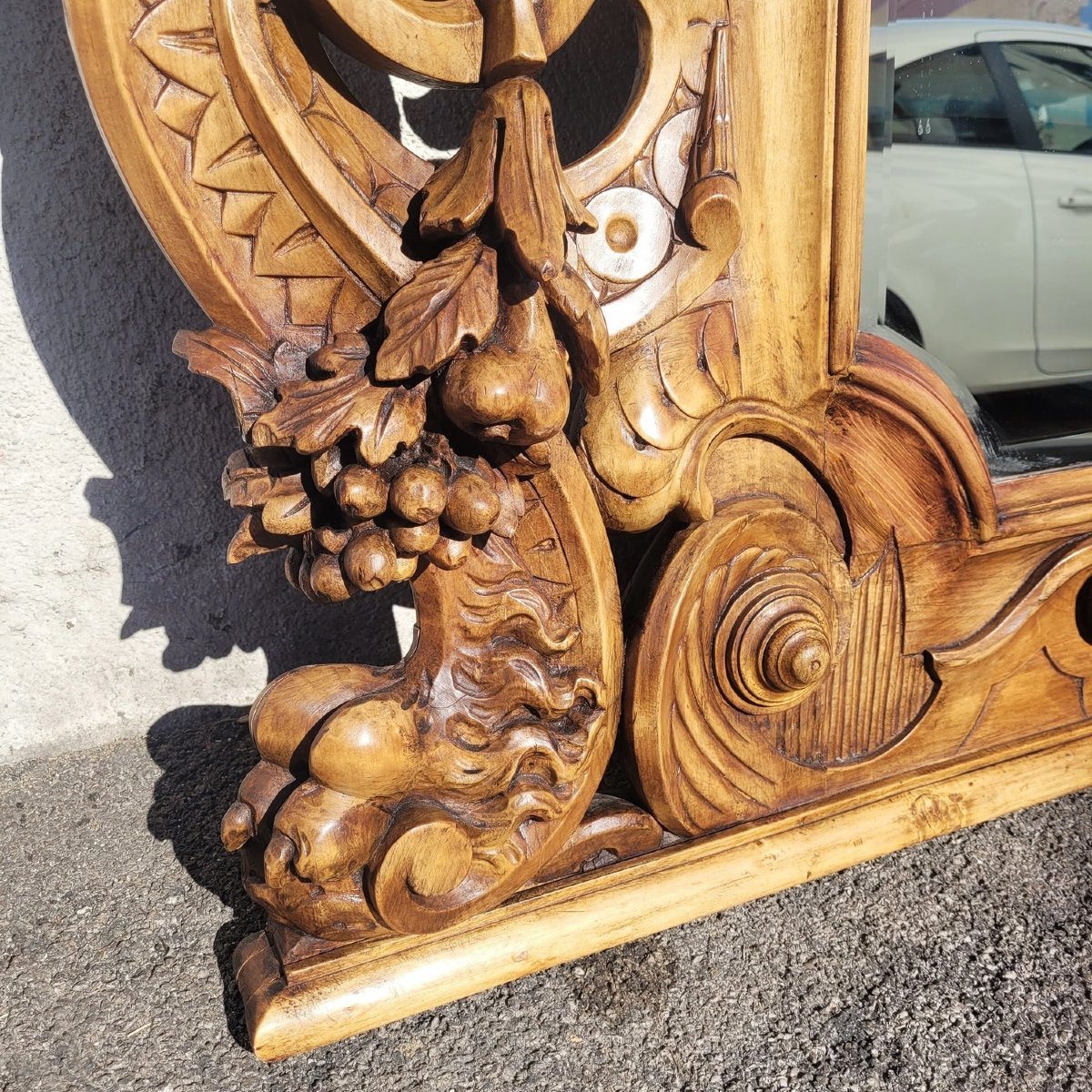 Very Large Mirror, 234 Cm High, Carved Wood, 19th-century Italy-photo-6