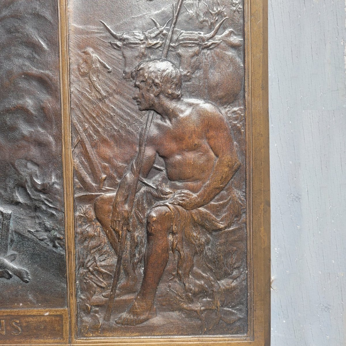 G Dupré, Alma Parens, grande Allégorie en bronze en relief, début  XXème siècle-photo-4