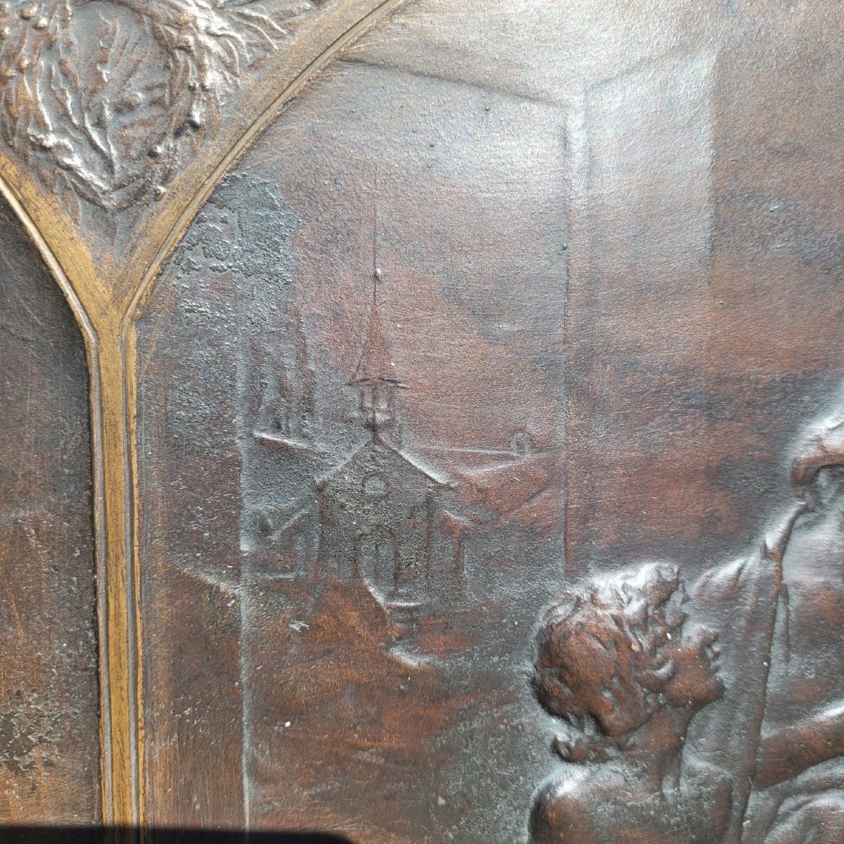G Dupré, Alma Parens, grande Allégorie en bronze en relief, début  XXème siècle-photo-7